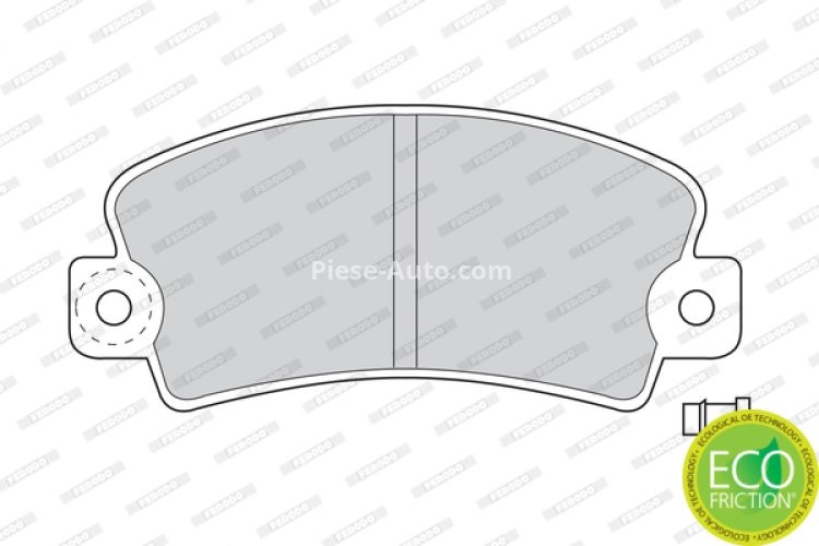 Set placuțe frână FERODO, față, pentru: DACIA 1210, 1307, 1309, 1310, 1325, NOVA, PICK UP, SUPERNOVA; PEUGEOT 104, 304, 305 I; RENAULT 12, 14, 15, 16, 17, 18 0.8-2.5 10.62-05.08