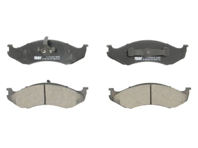 Set placuțe frână FERODO, față, pentru: JEEP CHEROKEE, COMANCHE, GRAND CHEROKEE I, WRANGLER I, WRANGLER II; KIA CARNIVAL I, CARNIVAL II 2.1D-5.9 10.84-04.07