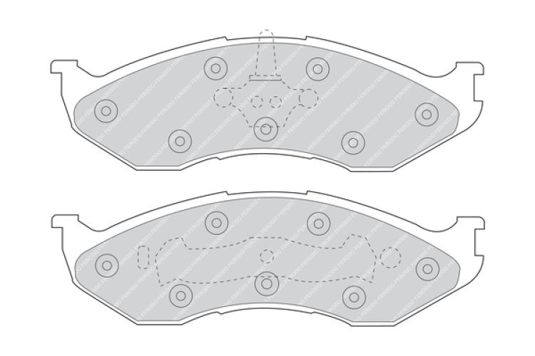 Set placuțe frână FERODO, față, pentru: JEEP CHEROKEE, COMANCHE, GRAND CHEROKEE I, WRANGLER I; KIA CARNIVAL I, CARNIVAL II 2.5-5.2 10.87-06.06