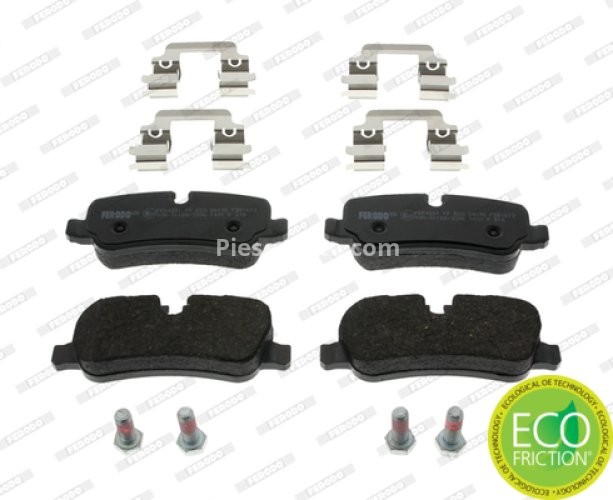 Set placuțe frână FERODO, spate, (cu piulita de actionare; cu suplimente; cu suruburi de ghidare), pentru: LAND ROVER DISCOVERY III, DISCOVERY IV 2.7D/4.0 07.04-12.18