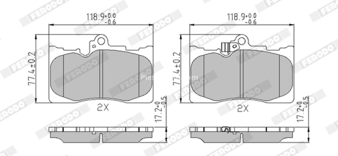 Set placuțe frână FERODO, față, pentru: LEXUS GS, IS III, RC; TOYOTA MARK X II 2.0-4.6 04.05-