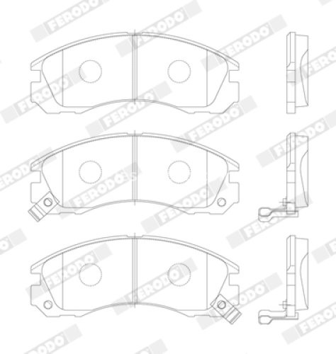 Set placuțe frână FERODO, față, pentru: MITSUBISHI 3000 GT, DELICA / SPACE GEAR, ECLIPSE II, GALANT VII, GALANT VIII, L200, L400, LANCER IV, LANCER V, LANCER VI, LANCER VII 1.6-3.5 01.83-