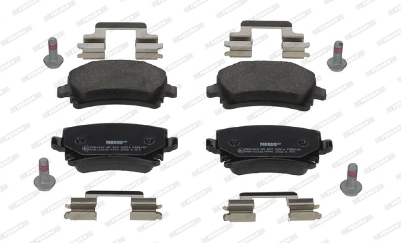 Set placuțe frână FERODO, spate, pentru: SEAT EXEO, EXEO ST, LEON, LEON SC, LEON ST, LEON/HATCHBACK, TOLEDO III; SKODA OCTAVIA II, OCTAVIA III 1.2-6.0ALK 02.03-