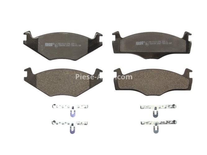 Set placuțe frână FERODO, față, pentru: SEAT CORDOBA, CORDOBA VARIO, CORDOBA VARIO/KOMBI, IBIZA II; VW POLO, POLO CLASSIC, POLO II, POLO III, POLO III CLASSIC, POLO/HATCHBACK 1.0-1.9D 10.81-12.02