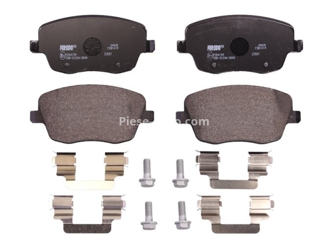 Set placuțe frână FERODO, față, (cu piulita de actionare), pentru: SEAT CORDOBA, IBIZA III; SKODA FABIA I, FABIA II, ROOMSTER, ROOMSTER PRAKTIK; VW POLO, POLO IV 1.2-2.0 12.99-