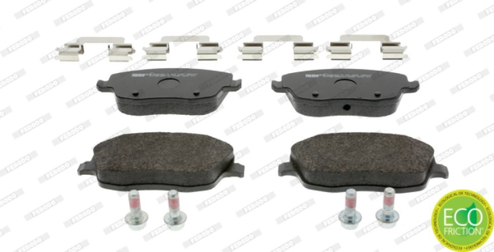 Set placuțe frână FERODO, față, (cu piulita de actionare), pentru: SEAT CORDOBA, IBIZA III; SKODA FABIA I, FABIA II, ROOMSTER, ROOMSTER PRAKTIK; VW POLO, POLO IV 1.2-2.0 12.99-