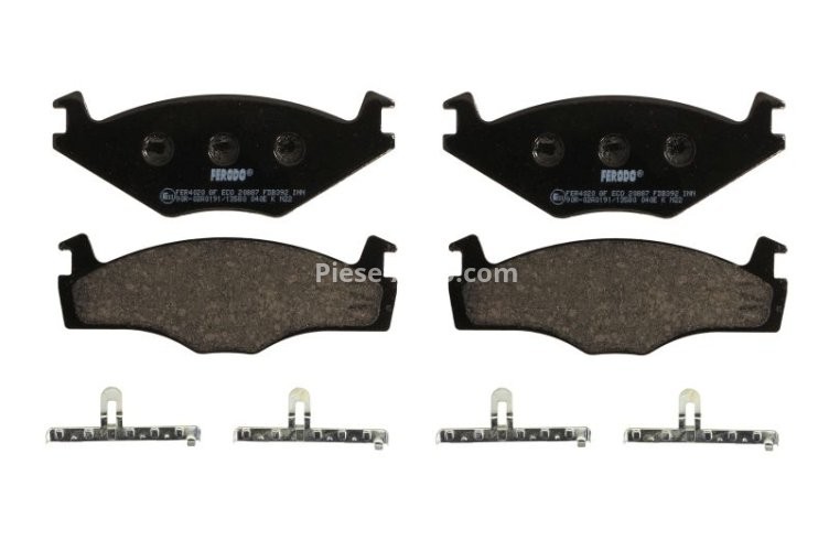 Set placuțe frână FERODO, față, pentru: SEAT CORDOBA, IBIZA II; VW GOLF I, GOLF II, GOLF III, JETTA I, JETTA II, PASSAT B1, PASSAT B2, POLO, SANTANA, SCIROCCO 1.3-2.2 05.73-09.02