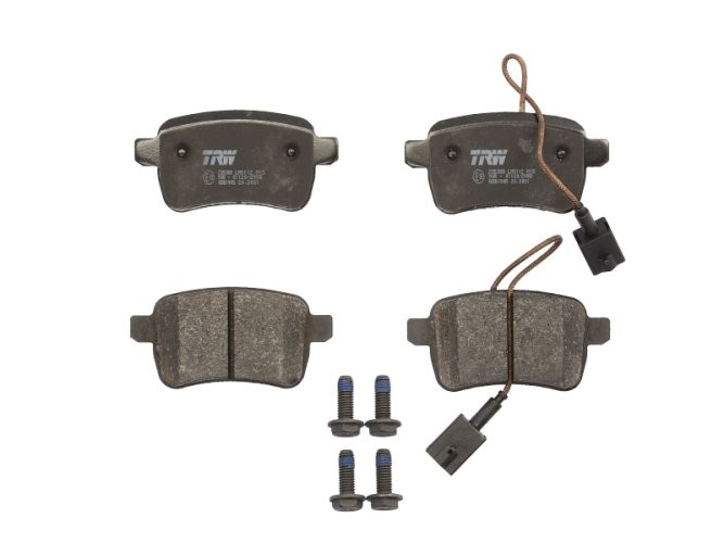 Set plăcuțe frână TRW, spate, (cu accesorii; cu șuruburi de ghidare etrier frână), pentru: ALFA ROMEO GIULIETTA, GIULIETTA/HATCHBACK 1.4-2.0D 04.10-12.20