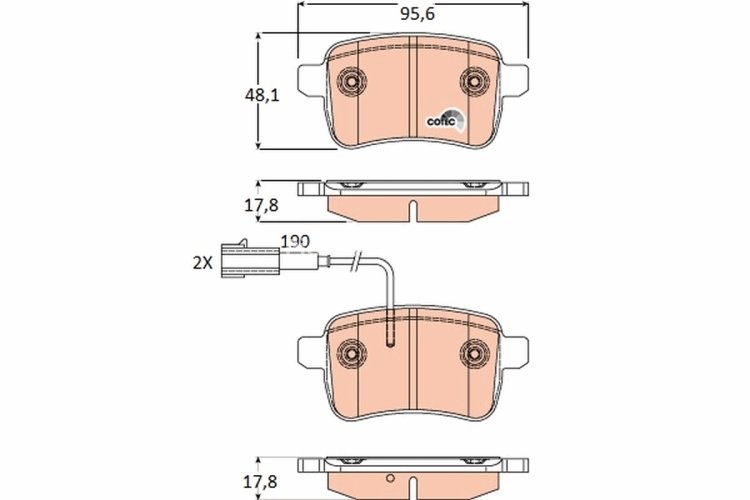 Set plăcuțe frână TRW, spate, (cu accesorii; cu șuruburi de ghidare etrier frână), pentru: ALFA ROMEO GIULIETTA, GIULIETTA/HATCHBACK 1.4-2.0D 04.10-12.20