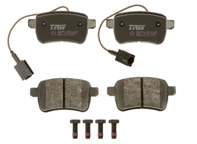 Set plăcuțe frână TRW, spate, (cu accesorii; cu șuruburi de ghidare etrier frână), pentru: ALFA ROMEO GIULIETTA, GIULIETTA/HATCHBACK 1.4-2.0D 04.10-12.20