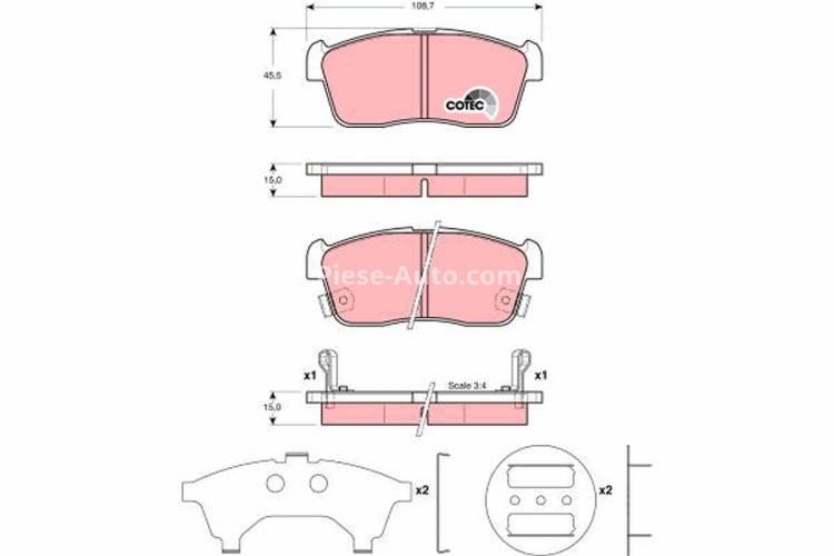 Set plăcuțe frână TRW, față, pentru: DAIHATSU COPEN, CUORE VII, SIRION, YRV; NISSAN PIXO; SUZUKI ALTO VII, CARRY, CELERIO, IGNIS I, IGNIS II 0.7-1.5 03.00-