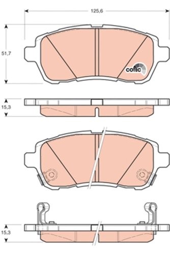 Set plăcuțe frână TRW, față, pentru: DAIHATSU MATERIA, SIRION; FORD FIESTA VI; MAZDA 2; SUBARU JUSTY IV; SUZUKI BALENO, SWIFT IV, SWIFT V 1.0-1.6D 01.05-