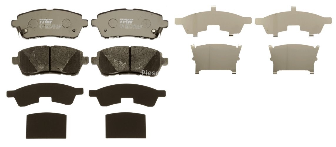 Set plăcuțe frână TRW, față, pentru: DAIHATSU MATERIA, SIRION; FORD FIESTA VI; MAZDA 2; SUBARU JUSTY IV; SUZUKI BALENO, SWIFT IV, SWIFT V 1.0-1.6D 01.05-