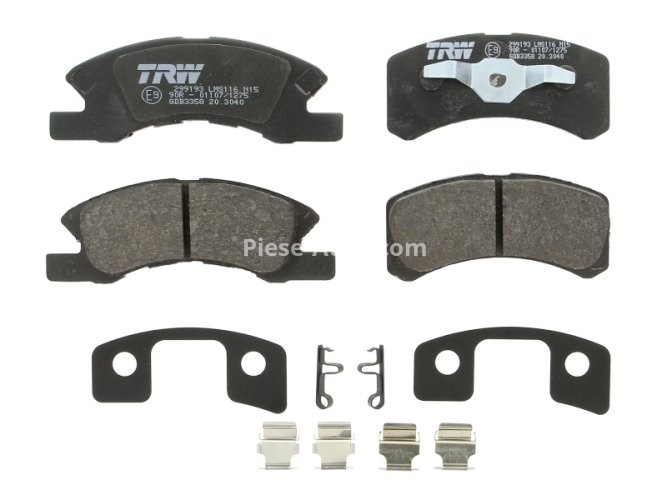 Set plăcuțe frână TRW, față (cu suplimente), pentru: DAIHATSU CUORE V, CUORE VI, CUORE VII, TREVIS; MITSUBISHI MIRAGE / SPACE STAR VI, MIRAGE VI 0.7/1.0/1.2 11.98-