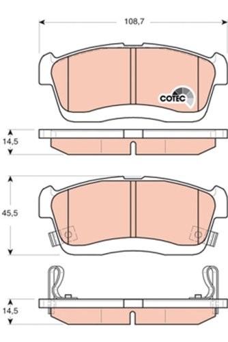 Set plăcuțe frână TRW, față (cu suplimente), pentru: DAIHATSU CUORE VI, CUORE VII, SIRION, TREVIS; MITSUBISHI MIRAGE / SPACE STAR VI; SUBARU JUSTY IV; SUZUKI IGNIS II 0.7-1.5 03.03-