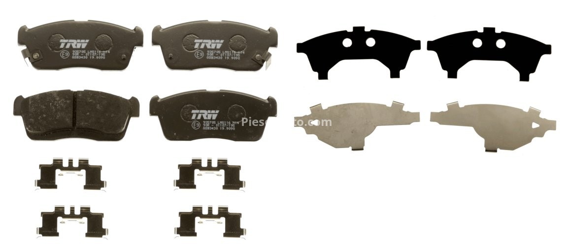 Set plăcuțe frână TRW, față (cu suplimente), pentru: DAIHATSU CUORE VI, CUORE VII, SIRION, TREVIS; MITSUBISHI MIRAGE / SPACE STAR VI; SUBARU JUSTY IV; SUZUKI IGNIS II 0.7-1.5 03.03-