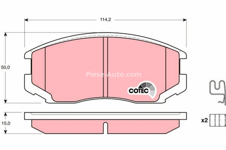 Set plăcuțe frână TRW, față (cu suplimente), pentru: DAIHATSU EXTOL, TERIOS; TOYOTA CAMI, RUSH 1.3/1.3LPG/1.5 05.97-