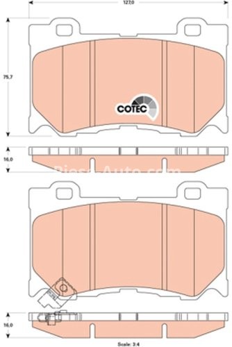 Set plăcuțe frână TRW, față, pentru: INFINITI FX, G, M, M37, Q50, Q60, Q70, QX70; NISSAN 370Z 2.0-5.6 09.07-