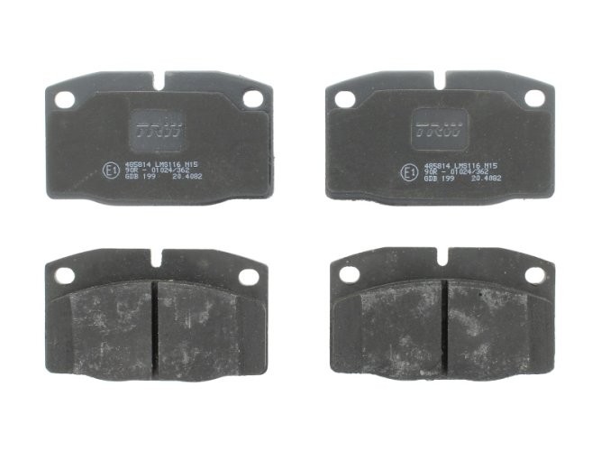 Set plăcuțe frână TRW, față, pentru: LOTUS ELAN; OPEL ASCONA B, ASCONA C, ASTRA F, CORSA A, CORSA A TR, CORSA A/HATCHBACK, KADETT D, KADETT E, KADETT E COMBO, KADETT E/KOMBI 1.0-2.4 09.75-07.03