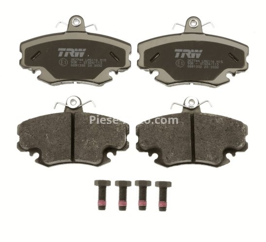 Set plăcuțe frână TRW, față (cu accesorii; cu șuruburi de ghidare etrier frână), pentru: DACIA LOGAN, LOGAN EXPRESS, LOGAN MCV, SANDERO; RENAULT 19 I, 19 I CHAMADE 1.1-Electric 07.85-