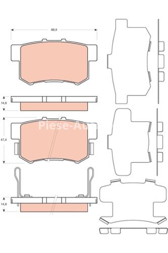 Set plăcuțe frână TRW, spate, pentru: HONDA ACCORD VII, CR-V II, LEGEND II, LEGEND IV, STREAM; SUZUKI SWIFT III, SX4 1.3-3.5 01.91-