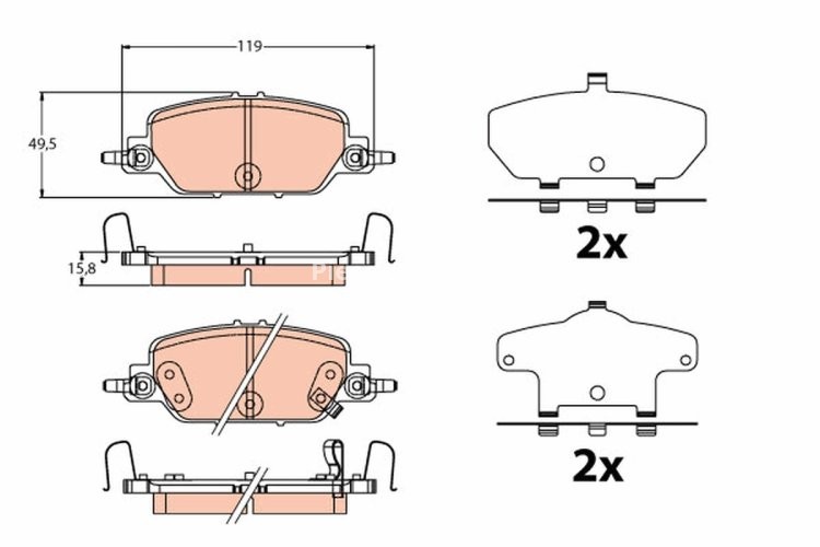 Set plăcuțe frână TRW, spate, pentru: HONDA CR-V V 1.5/2.4 12.16-