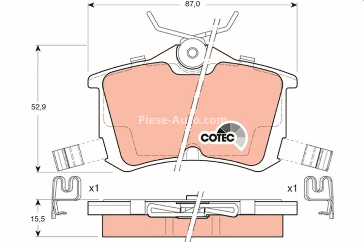 Set plăcuțe frână TRW, spate, (cu accesorii; cu șuruburi de ghidare etrier frână), pentru: HONDA ACCORD VI, ACCORD VII; TOYOTA COROLLA 1.3-2.4 07.92-05.08