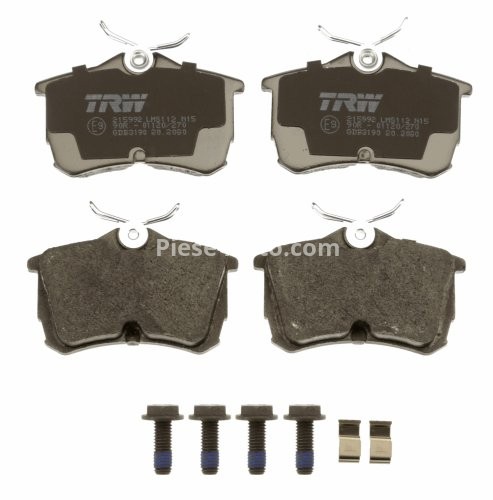 Set plăcuțe frână TRW, spate, (cu accesorii; cu șuruburi de ghidare etrier frână), pentru: HONDA ACCORD VI, ACCORD VII; TOYOTA COROLLA 1.3-2.4 07.92-05.08