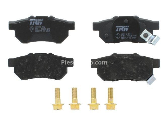 Set plăcuțe frână TRW, spate, (cu accesorii; cu șuruburi de ghidare etrier frână), pentru: HONDA CITY IV, CITY V, CIVIC V, CIVIC VI, CRX III, JAZZ II, JAZZ III, JAZZ IV 1.2-1.6 10.84-