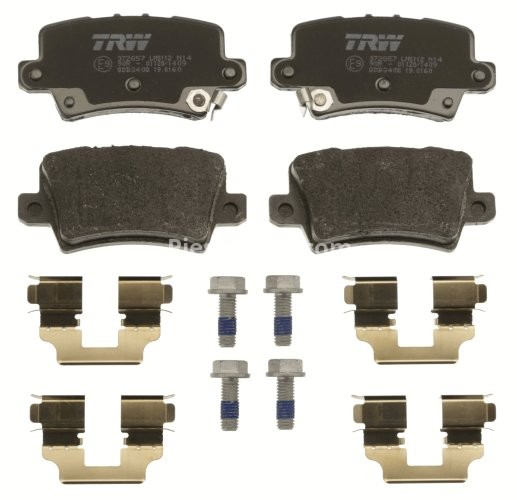 Set plăcuțe frână TRW, spate, (cu accesorii; cu șuruburi de ghidare etrier frână), pentru: HONDA CIVIC IX, CIVIC VIII 1.4-2.2D 09.05-12.16