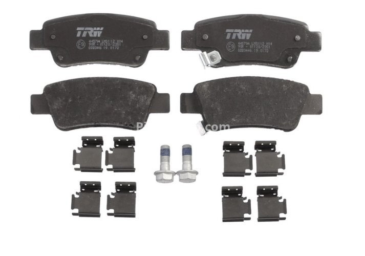 Set plăcuțe frână TRW, spate, (cu accesorii; cu șuruburi de ghidare etrier frână), pentru: HONDA CR-V III 2.0/2.2D/2.4 06.06-
