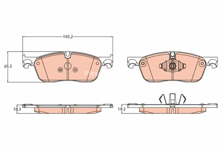 Set plăcuțe frână TRW, față, pentru: JAGUAR F-PACE, XE, XF II, XF SPORTBRAKE; LAND ROVER RANGE ROVER VELAR 2.0-3.0H 03.15-