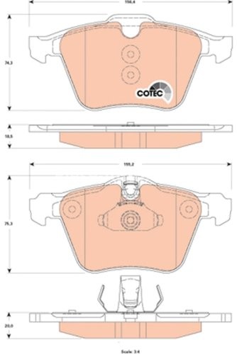 Set plăcuțe frână TRW, față, pentru: JAGUAR F-TYPE, S-TYPE II, XF I, XF SPORTBRAKE, XJ, XK II 2.0-5.0 04.02-