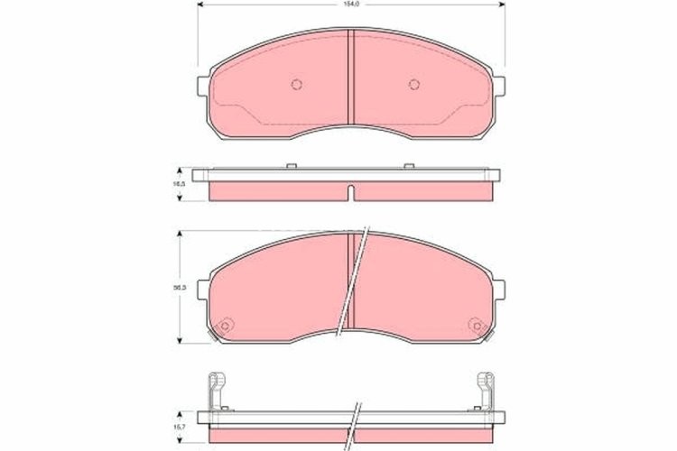 Set plăcuțe frână TRW, față, pentru: KIA BESTA, CARNIVAL I, CARNIVAL II, K2900, PREGIO, PREGIO II 2.5-2.9D 08.95-