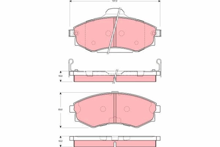 Set plăcuțe frână TRW, față, pentru: KIA JOICE 2.0 02.00-