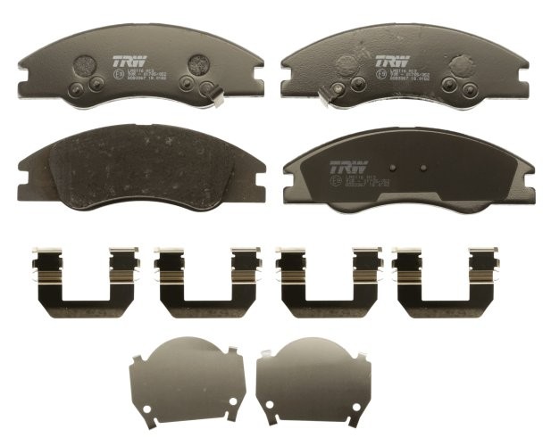 Set plăcuțe frână TRW, față (cu suplimente), pentru: KIA CERATO I, RIO I 1.3-2.0D 08.00-12.09