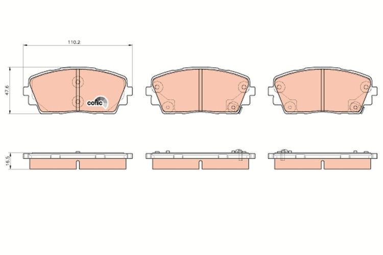 Set plăcuțe frână TRW, față (cu suplimente), pentru: KIA PICANTO II 1.0/1.0LPG/1.2 05.11-03.17