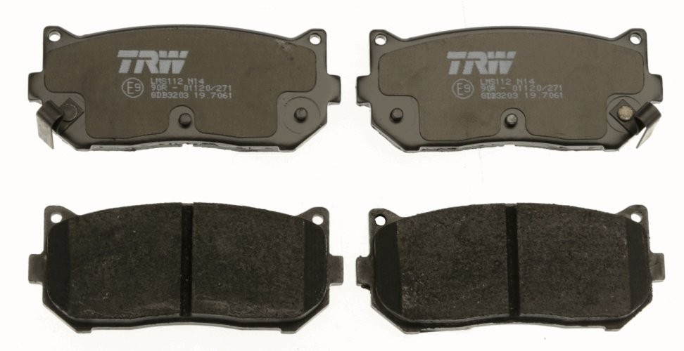Set plăcuțe frână TRW, spate, pentru: KIA CARENS I, CARENS II, CERATO I, CLARUS, SEPHIA, SEPHIA II, SHUMA, SHUMA I, SHUMA II 1.5-2.0D 01.95-