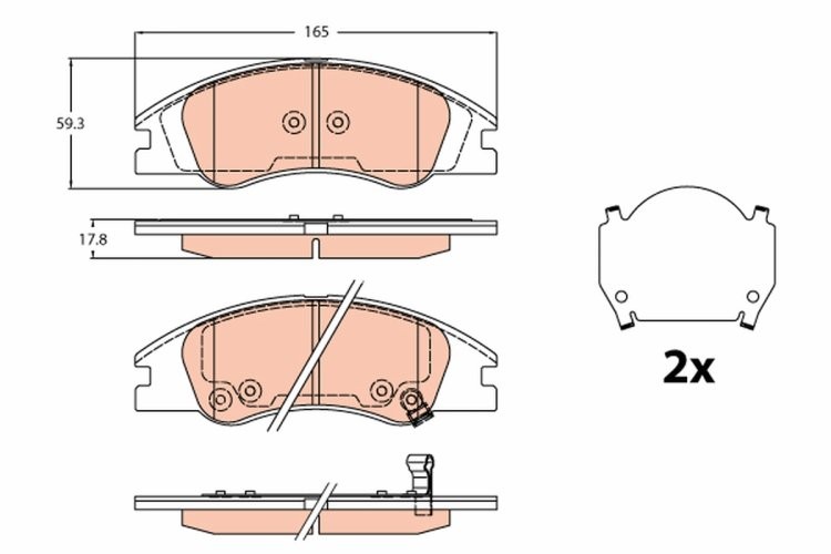 Set plăcuțe frână TRW, față, pentru: KIA CERATO I 1.6/1.6D/2.0 03.04-12.09