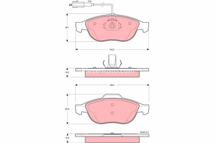 Set plăcuțe frână TRW, față, pentru: LANCIA LYBRA 1.6 07.99-10.05