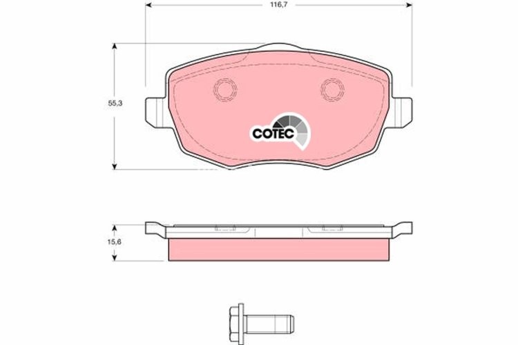 Set plăcuțe frână TRW, față (cu accesorii; cu șuruburi de ghidare etrier frână), pentru: LANCIA Y, YPSILON 1.2/1.3D/1.4 10.00-12.11