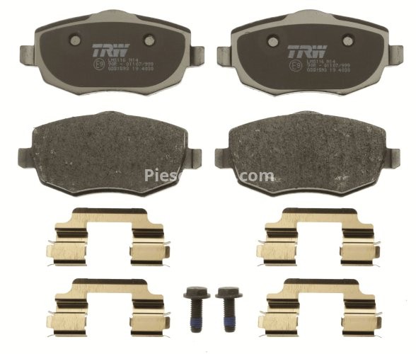 Set plăcuțe frână TRW, față (cu accesorii; cu șuruburi de ghidare etrier frână), pentru: LANCIA Y, YPSILON 1.2/1.3D/1.4 10.00-12.11