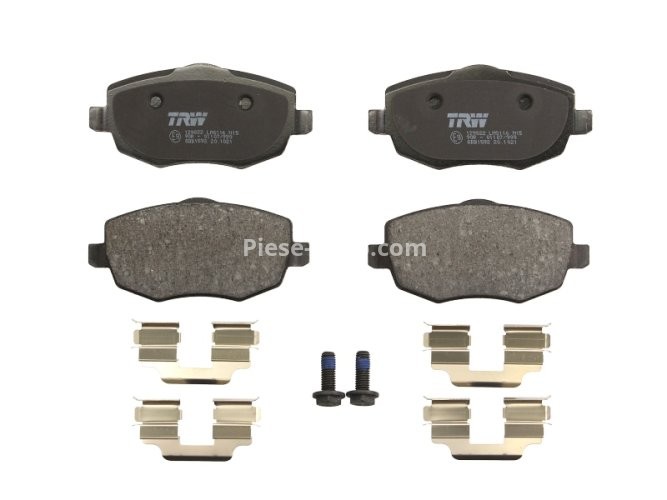 Set plăcuțe frână TRW, față (cu accesorii; cu șuruburi de ghidare etrier frână), pentru: LANCIA YPSILON 1.2 10.03-12.11
