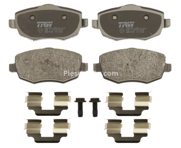Set plăcuțe frână TRW, față (cu accesorii; cu șuruburi de ghidare etrier frână), pentru: LANCIA YPSILON 1.2 10.03-12.11