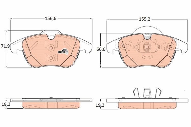 Set plăcuțe frână TRW, față, pentru: LAND ROVER DISCOVERY SPORT, RANGE ROVER EVOQUE; MG MG HS 1.5-2.2D 06.11-