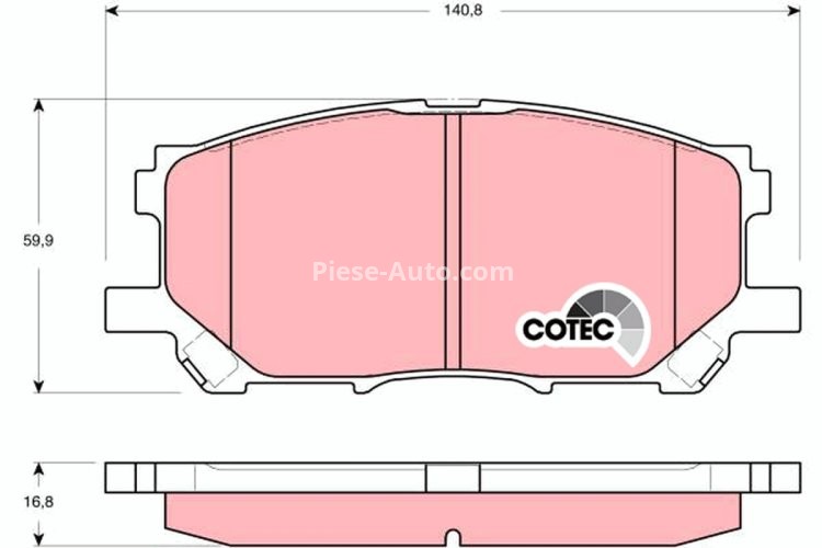 Set plăcuțe frână TRW, față, pentru: LEXUS RC, RX; TOYOTA HARRIER 2.4-5.0 02.03-
