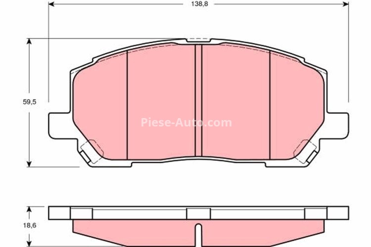 Set plăcuțe frână TRW, față, pentru: LEXUS RX; TOYOTA HIGHLANDER, HIGHLANDER / KLUGER 2.4/3.0/3.3 01.98-08.07