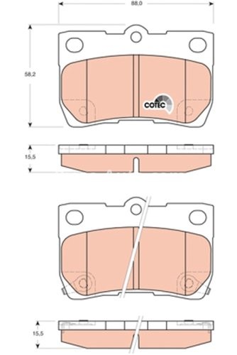 Set plăcuțe frână TRW, spate, pentru: LEXUS GS, IS C, IS II, IS III; TOYOTA MARK X I, MARK X II 2.2D-4.6 11.04-