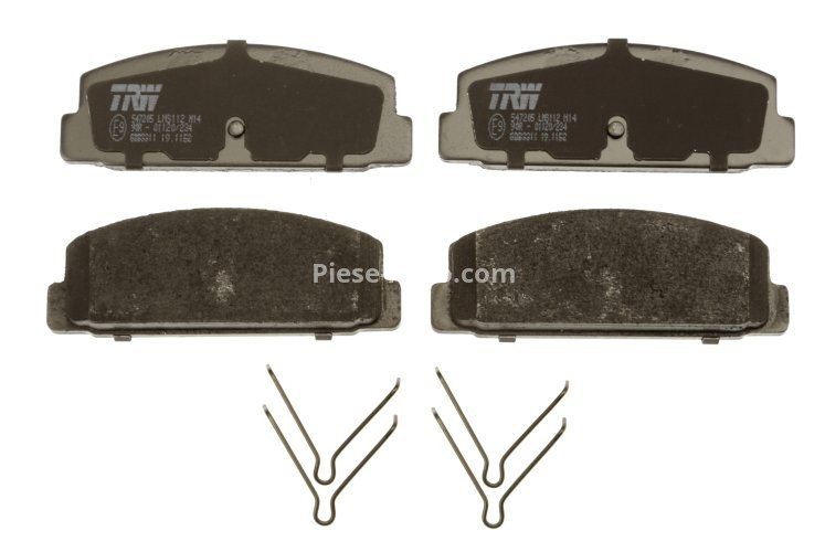 Set plăcuțe frână TRW, spate, (cu suplimente), pentru: MAZDA 323 F V, 323 F VI, 323 S VI, 6, 626 V, PREMACY; MITSUBISHI GALANT IV 1.3-2.5 09.80-07.13