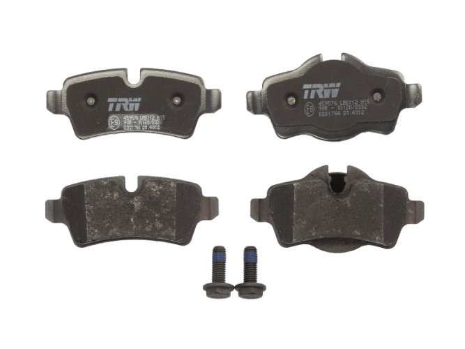 Set plăcuțe frână TRW, spate, (cu accesorii; cu șuruburi de ghidare etrier frână), pentru: MINI (R50, R53), (R56), (R57), (R58), (R59), CLUBMAN (R55) 1.4-2.0D 03.06-06.15